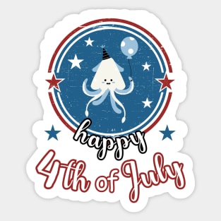 Cute Patriot Squid Happy 4th of July Sticker